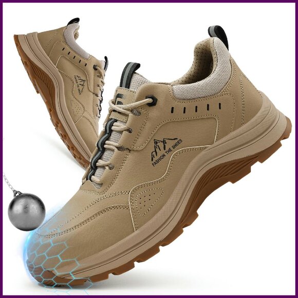 Men's Steel Toe Work Boots Lightweight Safety Shoes Kevlar Midsole